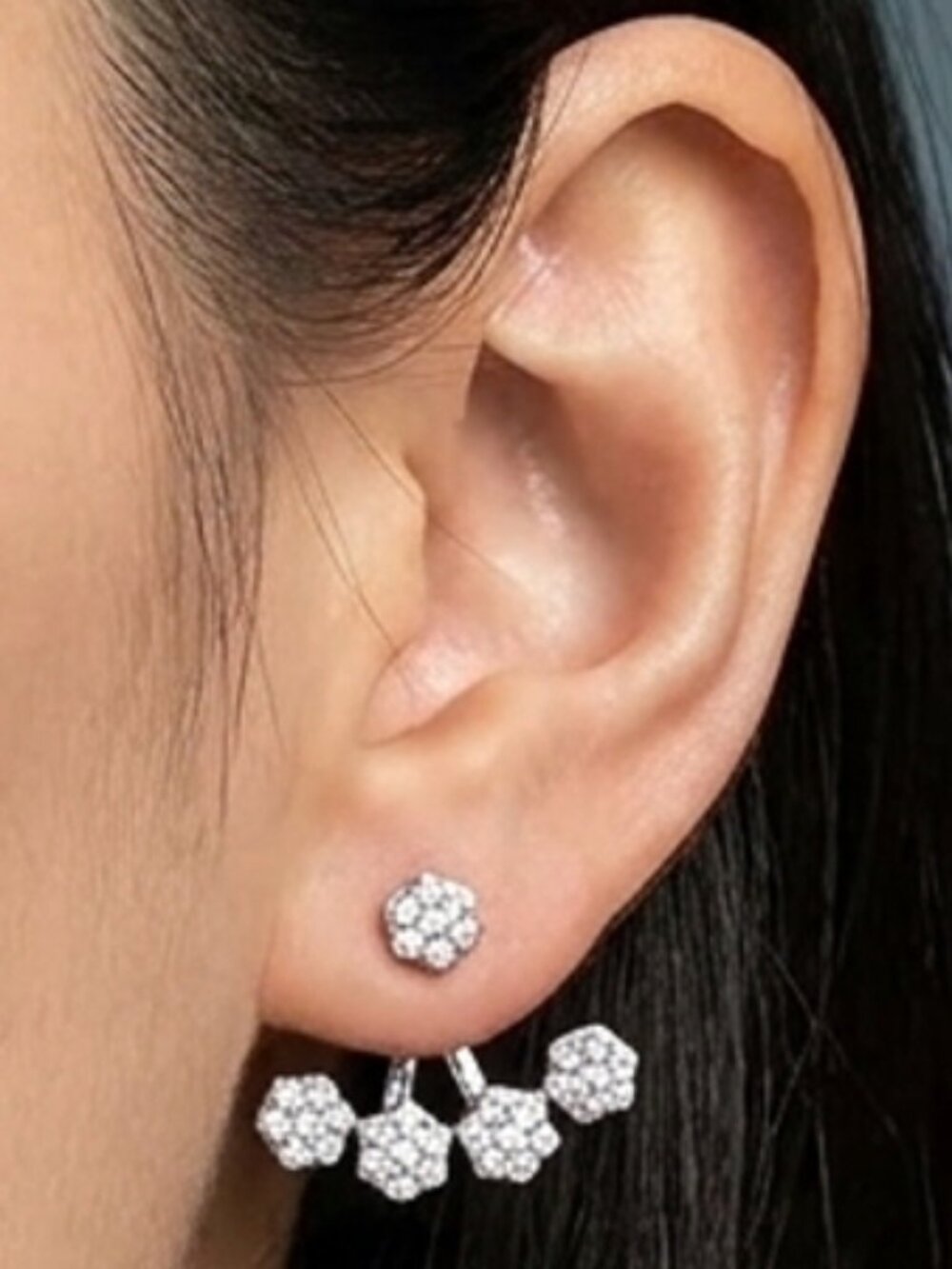 Birks Bee Chic® 18K White Gold Small Diamond Jacket Earrings